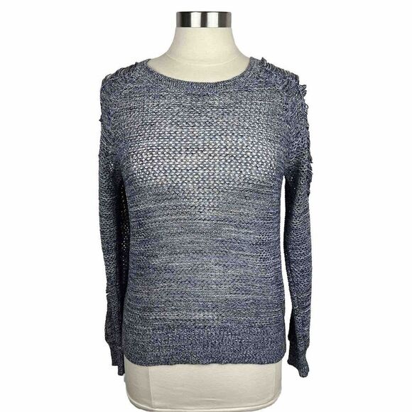 IRO Yana Sweater XS Womens Blue Knit Pullover Long Sleeves Crew Neck Cotton - Picture 1 of 9